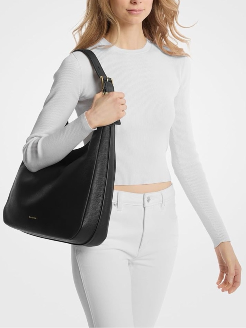 Michael Kors large Nolita Black Pebbled Leather Shoulder Hobo - Picture 14 of 16